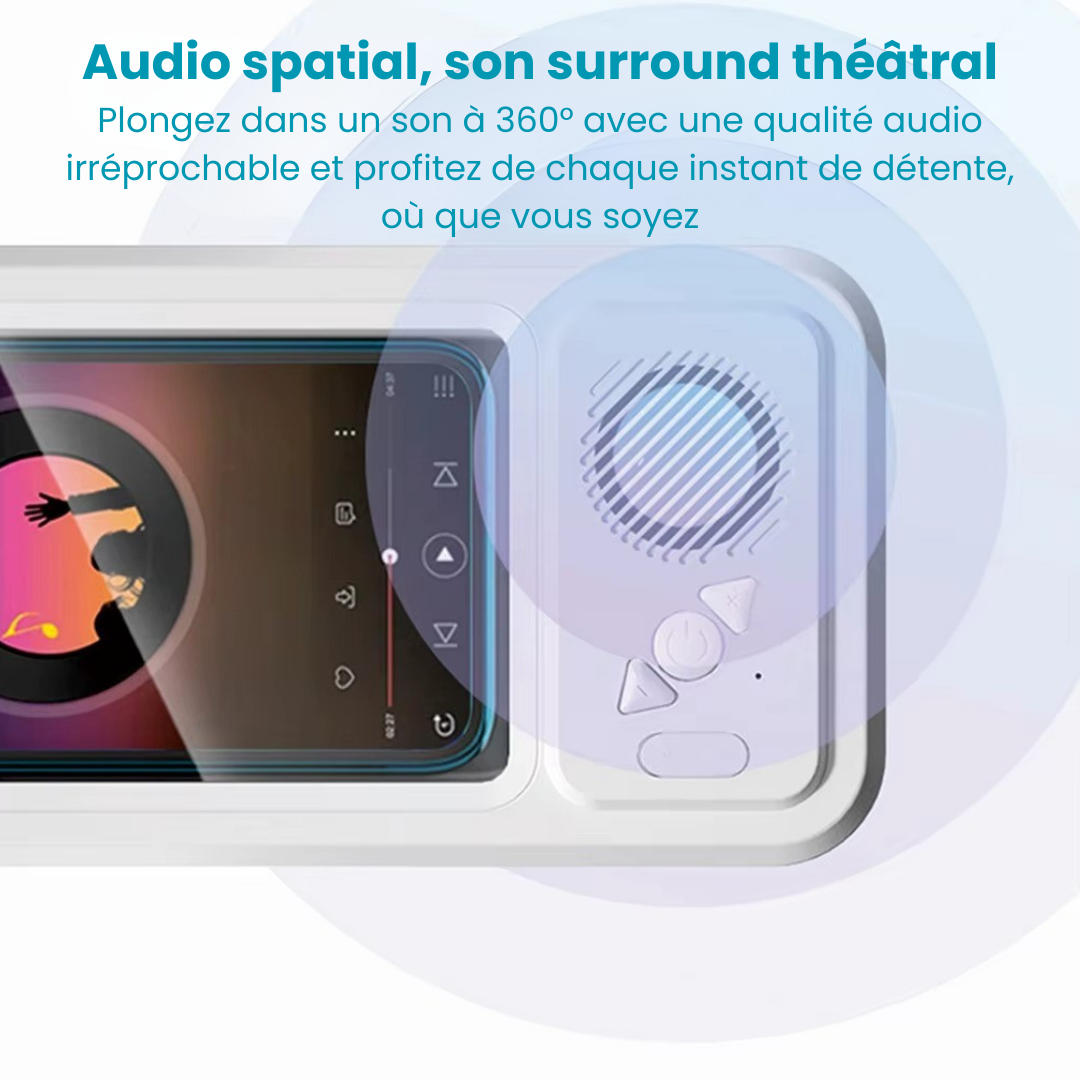 AquaClip® - Support Téléphone de Douche Étanche avec Haut-Parleur Bluetooth