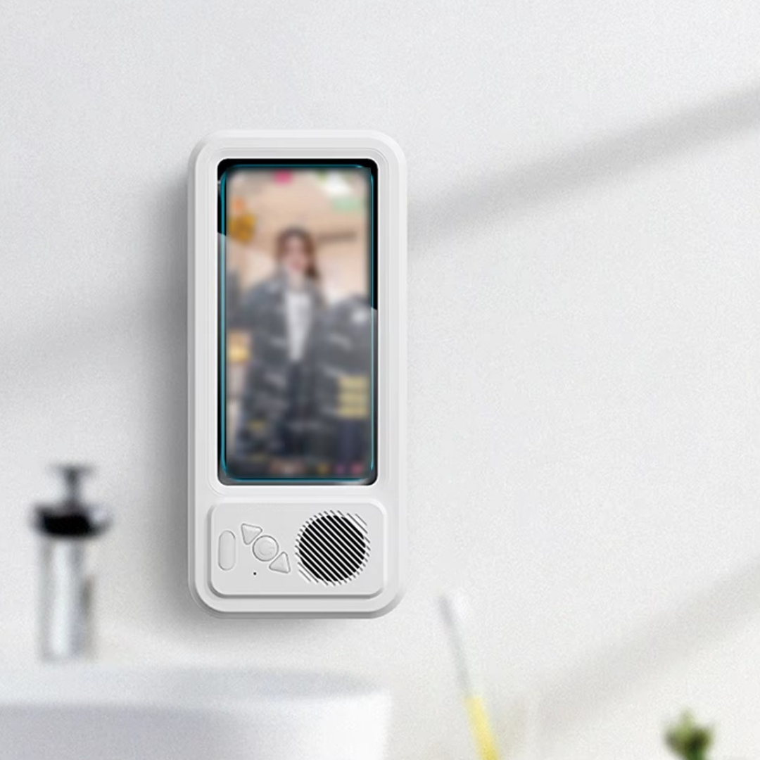 AquaClip® - Support Téléphone de Douche Étanche avec Haut-Parleur Bluetooth