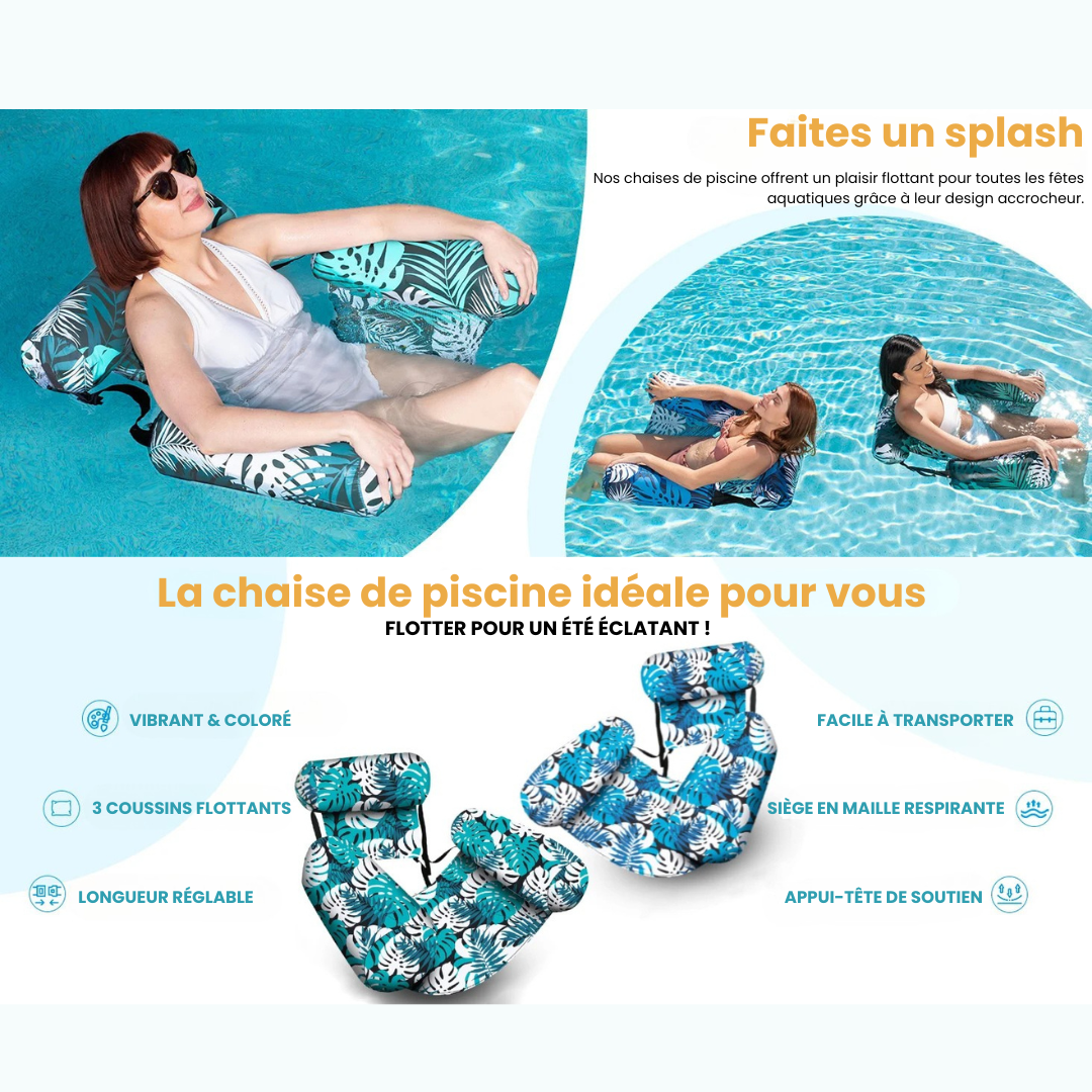 Floating Oasis® - Chaise flottante gonflable avec pompe à air