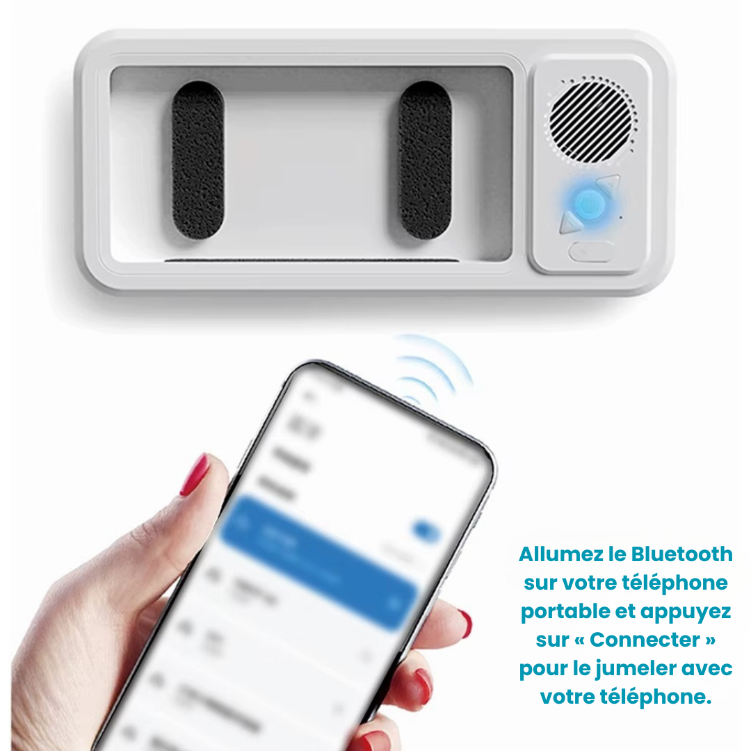 AquaClip® - Support Téléphone de Douche Étanche avec Haut-Parleur Bluetooth