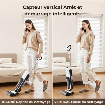 TurboMop Fusion® - le balai aspirant 3 en 1 sans fil pour sols secs et humides.