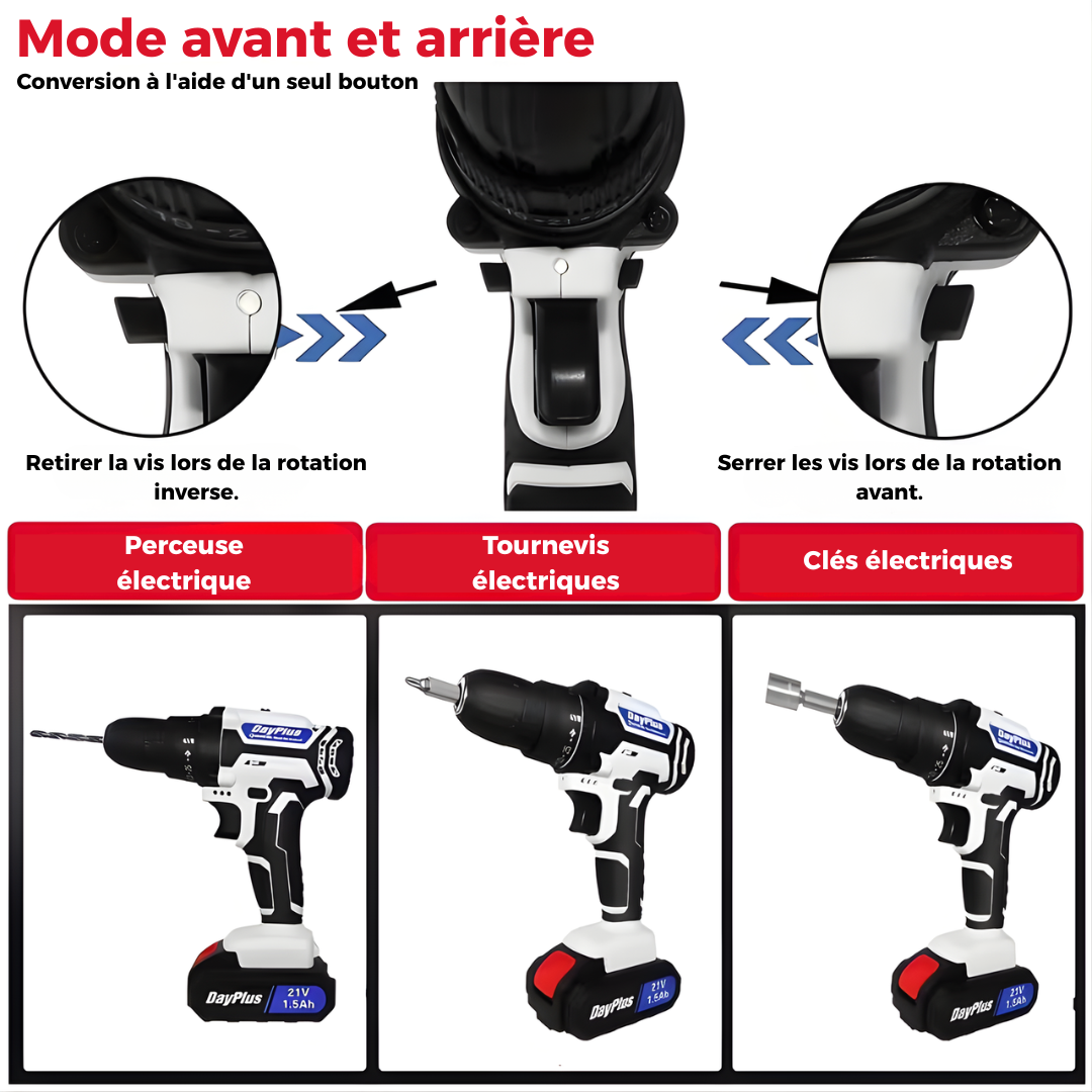 TorqueTitan® - Perceuse-visseuse 21 V 3 en 1 haute puissance