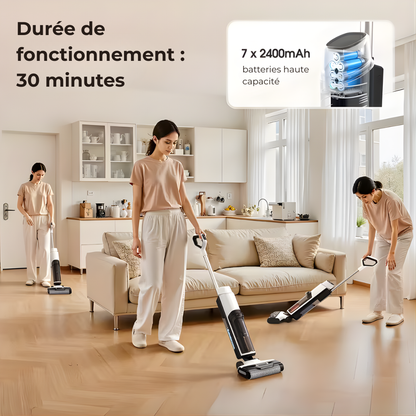 TurboMop Fusion® - le balai aspirant 3 en 1 sans fil pour sols secs et humides.
