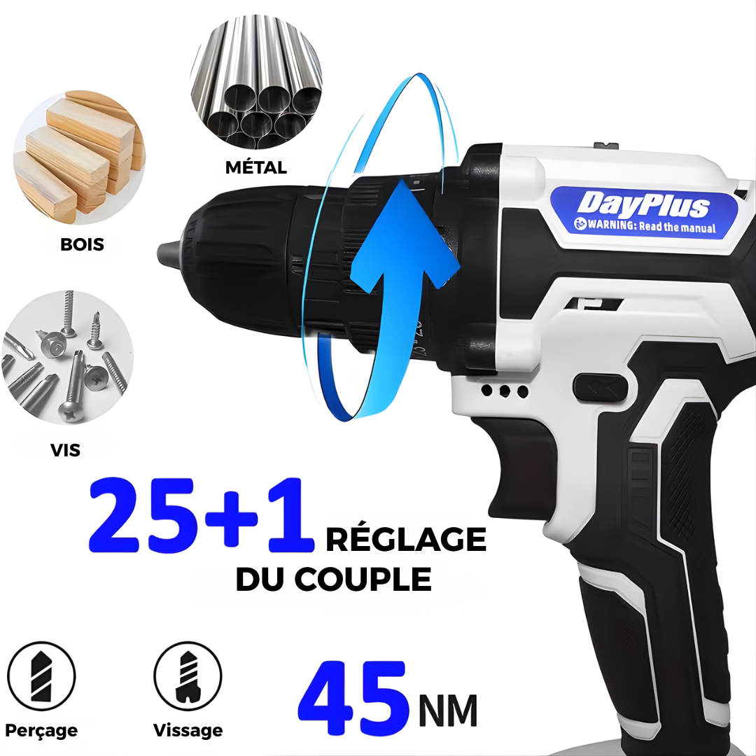 TorqueTitan® - Perceuse-visseuse 21 V 3 en 1 haute puissance