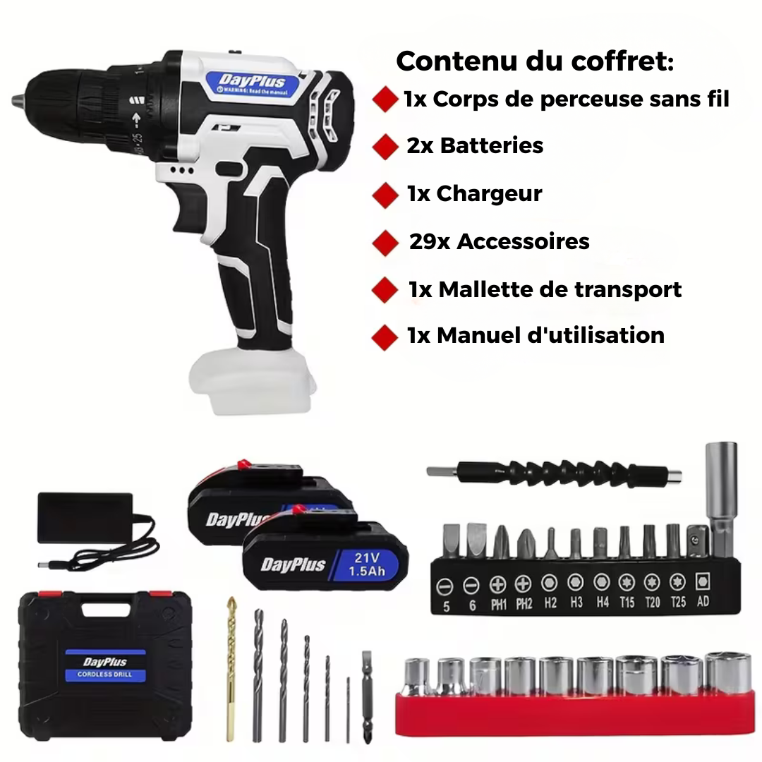 TorqueTitan® - Perceuse-visseuse 21 V 3 en 1 haute puissance