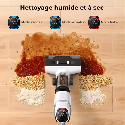 TurboMop Fusion® - le balai aspirant 3 en 1 sans fil pour sols secs et humides.