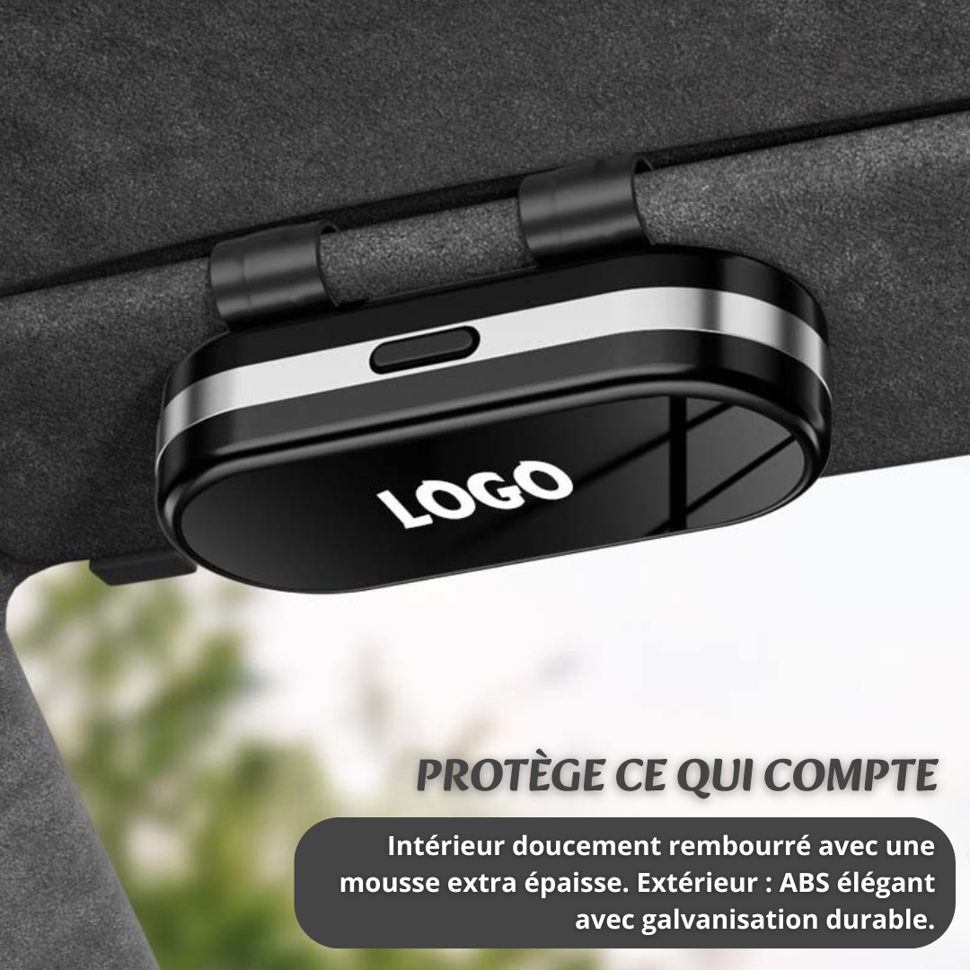 VisioLux® - Étui à lunettes de voiture personnalisé avec miroir