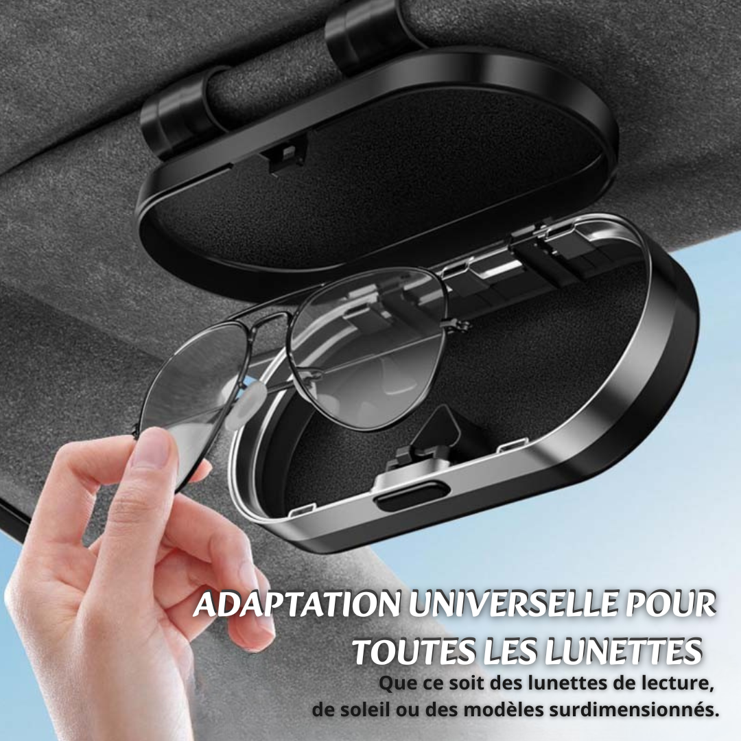 VisioLux® - Étui à lunettes de voiture personnalisé avec miroir