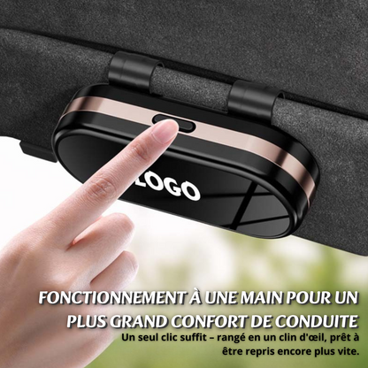 VisioLux® - Étui à lunettes de voiture personnalisé avec miroir